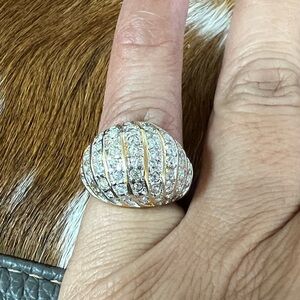 Gold Tone Dome Pave Cluster Ring Size 3.75 #37510